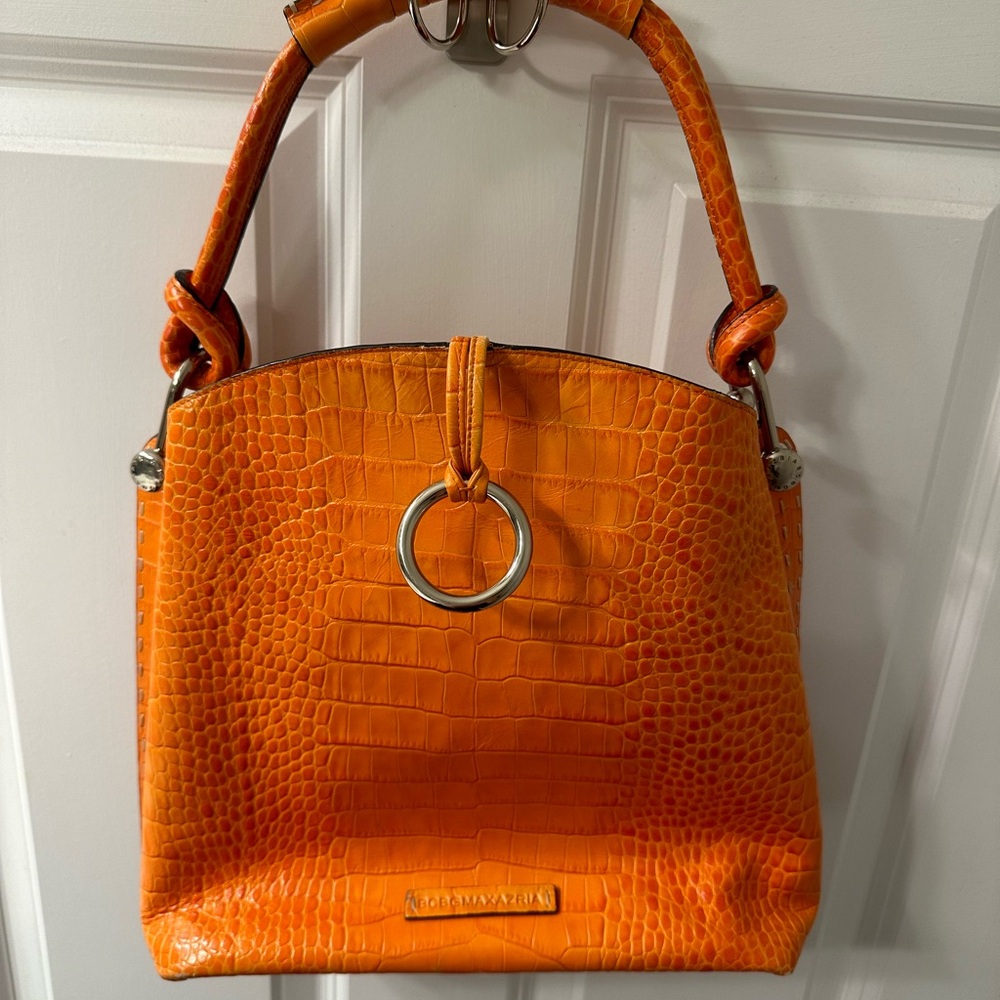 Crocodile Embossed Orange Handbag